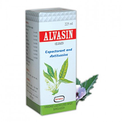 SYRUP ALVASIN (Ejaz) Safe and effective bronchodilator, mucolytic, expectorant and antitussive (225ml)