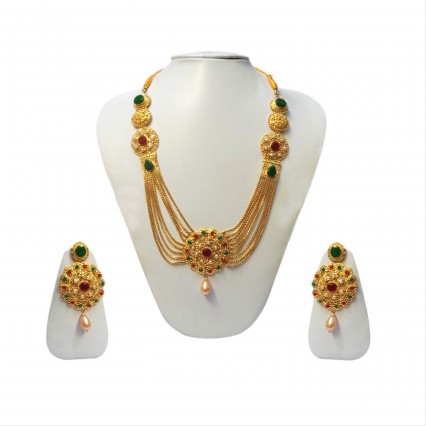 This Necklace set features a unique one of a kind tradition embellish with antic finish