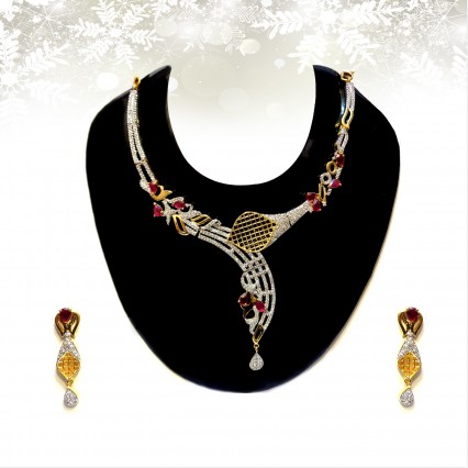 This Necklace set features a unique one of a kind tradition and modern embellish