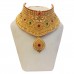 This jewellery set features a unique one of a kind tradition embellish with antic finish which attached red and green stone