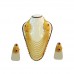 Beautiful work in artificial red stone with ethnic and modern design combination golden work, this is a really warm and glowing necklace set. It’s very ethnic earring adds to the festive appearance as it truly dazzles