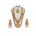Beautiful work in artificial red stone with ethnic and modern combination golden work, this is a really warm and glowing necklace set. It’s very ethnic earring adds to the festive appearance as it truly dazzles